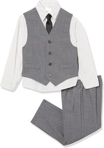 Костюм для мальчиков Calvin Klein из 4 предметов: жилет, брюки, рубашка с воротником и галстук, Oxford Grey