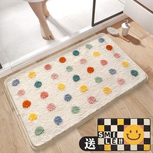 Dajiang Ковер для ванной 40х60 см, набор 2 шт, впитывающий, нескользящий, в клетку, серый, Qimeng + Grid Pattern