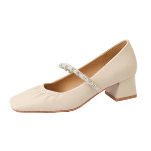 Туфли Мэри Джейн на массивном каблуке 4,5 см, женские TATAYA, Silver