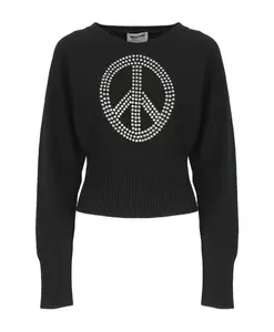 Черный свитер с логотипом мира. Moschino, черный