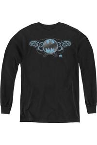 Футболка с длинным рукавом для детей с логотипом Batman и двумя горгульями Gildan, черный