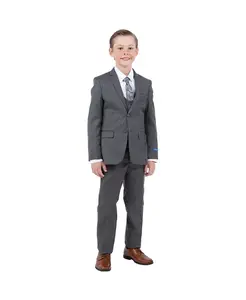 Большой комплект для мальчиков из 5 предметов: пиджак, жилет, брюки, рубашка и галстук в стиле акуловой кожи Perry Ellis, серый