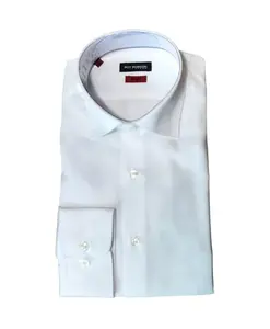 Белая атласная рубашка, приталенный крой. Roy Robson, белый