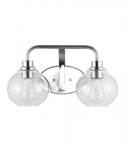 Светодиодный светильник для ванной комнаты Sandrine с двумя плафонами в деревенском стиле Jonathan Y, серебряный