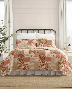 Комплект постельного белья Harrietta Patchwork, двусторонний, 3 предмета, размер King Laura Ashley, розовый/золото