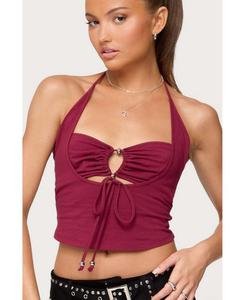 Женский многослойный топ-бандо Ayana с завязками на шее Edikted, Burgundy