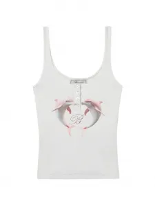 Топ в рубчик с принтом дельфинов BLUMARINE, белый