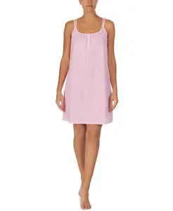 Ночная рубашка из хлопкового трикотажа с двумя бретелями Lauren Ralph Lauren, розовый