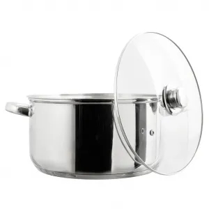 Кастрюля из нержавеющей стали со стеклянной крышкой - ø 26 x 18 см - Подходит для всех типов плит - Объем 6 литров - Серебро Spies Online