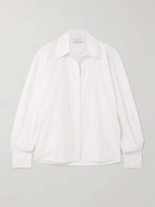Рубашка из органического хлопка и поплина в полоску на завязках Deiji Studios, белый