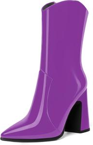 Женские ультрамодные ботильоны MODENCOCO на высоком каблуке с острым носком, молнией снаружи, стильные для путешествий, каблук 4 дюйма, Purple