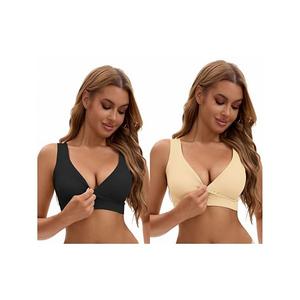 2 упаковки бюстгальтера для кормления без косточек push up crossover для сна Inspire Chic, Black Beige