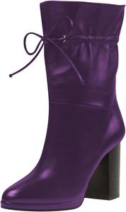 Женские ботильоны FOWT с круглыми носками на платформе и высокой массивной шпильке, широкий голеностоп с бантом, размеры 4-16 США, Purple