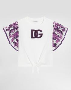 Футболка из поплина с короткими рукавами и принтом «майолика» Dolce&Gabbana, мультиколор