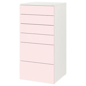 Комод с 6 ящиками SMÅSTAD/PLATSA IKEA, 60x57x123 см, белый/розовый