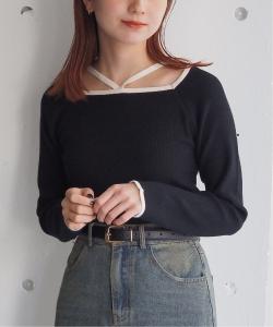 Вязаный топ/воротник-халтер в рубчик