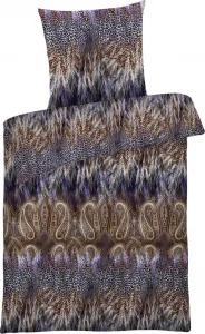 Постельное белье из сатина Мако 155х220, рисунок перьев, пододеяльник фиолетовый 155х220, изготовлено из 100% хлопка. Carpe Sonno