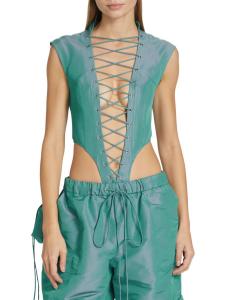 Удобный боди со шнуровкой LaQuan Smith, цвет Aqua