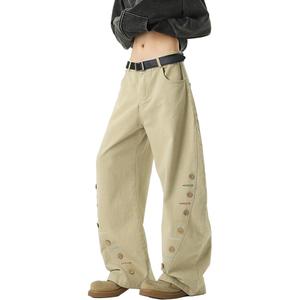NEVER RULE Повседневные брюки Unisex Khaki Moderate Wide Leg