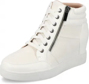 Женские кроссовки Journee Collection Clarity на клиновидной подошве с кружевами и застежкой-молнией, белый