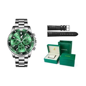 KANGOL Мужские часы с кварцевым механизмом и металлическим ремешком, черный циферблат