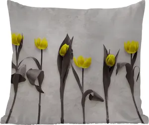Подушка для улицы - Цветы - Тюльпаны - Мрамор - 40x40 см - Устойчива к атмосферным воздействиям - Подушка для отдыха - Подушка - Для интерьера - Обивка с изображением MuchoWow