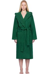 Зеленый махровый халат с капюшоном Tekla