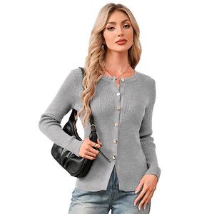 Женский кардиган slim fit с длинным рукавом и круглым вырезом Seoria, Grey