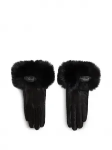 Кожаные перчатки с искусственным мехом Karl Lagerfeld, черный