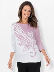 Тонкий вязаный свитер с принтом цвета экрю и светло-розового цвета WITT WEIDEN