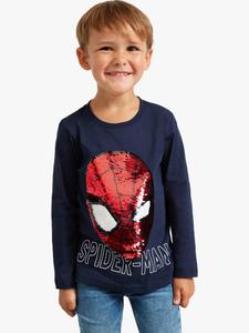 Детская хлопковая футболка с пайетками Spiderman Lindex, Dark Navy