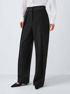 Брюки-смокинг с широкими штанинами из смесовой шерсти John Lewis, Black