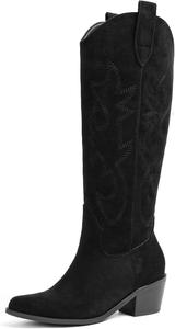 Женские ковбойские сапоги Erocalli White Cowgirl с вышивкой, на толстом каблуке, высокой голенью, вестерн стиль