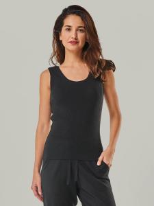 Вязаный топ YOU LOOK PERFECT TOP BLOSSOM - Geripptes Merino Top mit Rundhals, черный