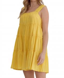 Мини-платье с квадратным вырезом цвета лимона entro, цвет lemon