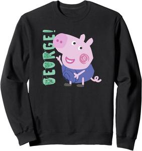 Толстовка с изображением улыбающегося Джорджа из мультфильма «Свинка Пеппа!», черная Peppa Pig