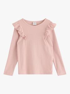 Детская блузка с длинными рукавами и рюшами из хлопковой смеси Lindex, Light Dusty Pink
