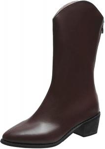 Женские конные сапоги Yiozoi с высоким голенищем, модные кожаные туфли на молнии сзади, повседневные женские сапоги из телячьей кожи с противоскользящей подошвой, Brown