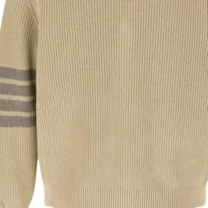 THOM BROWNE Трикотажный свитер мужской бежевый V-образный вырез Moderate Others