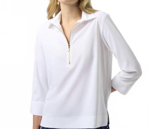 Joseph Ribkoff Эластичный поплиновый топ белого цвета