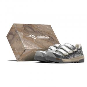 Легкие и дышащие низкие скейтбордские кроссовки унисекс серебристые в коробке Mule Donkey