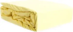 Простыня на резинке из джерси, 100% хлопок, 90-100x200 см + резинка 25 см по периметру, желтая COFI 1453