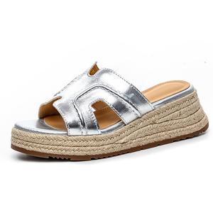 Ouumeis Серебряные женские слайдеры с резиновой строчкой устойчивые к истиранию, цвет Silver