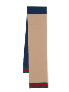 Шерстяной шарф с отделкой Web Gucci Kids, синий