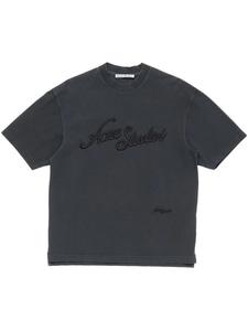 Футболка с вышивкой Acne Studios, черный