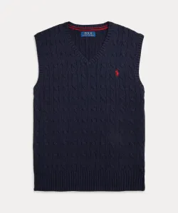 (Для мальчиков, от 8 до 20 лет) Хлопковый жилет крупной вязки Polo Ralph Lauren, цвет 410 Navy