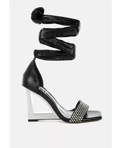 Женские фантазийные туфли на каблуках со стразами и заклепками Hashira AB London Rag, черный