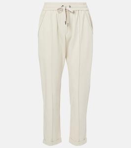 Укороченные спортивные брюки из хлопкового джерси Brunello Cucinelli, Calce