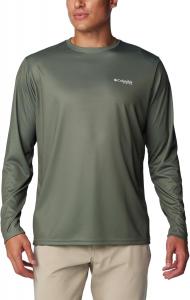 Columbia мужская футболка с длинным рукавом Terminal Tackle PFG Global Compass, Cypress/Cool Grey Bass Lures