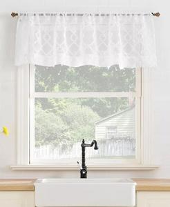 Карманная полупрозрачная занавеска Tina с геометрическим рисунком для кухни, одинарная штора, 54 x 15 дюймов No. 918, белый